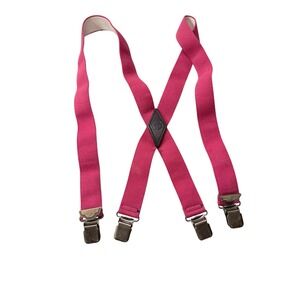 C.C. Filson Suspenders Style 201 Red Elastic Leather Diamond Logo Made USA